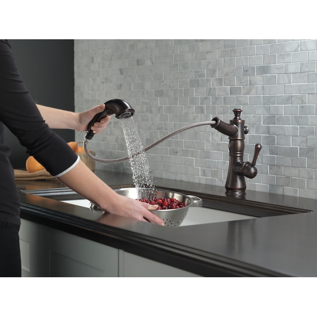 Cassidy Venetian Bronze Single Handle Deck-Mount Pull-Out Kitchen Faucet With Sprayer